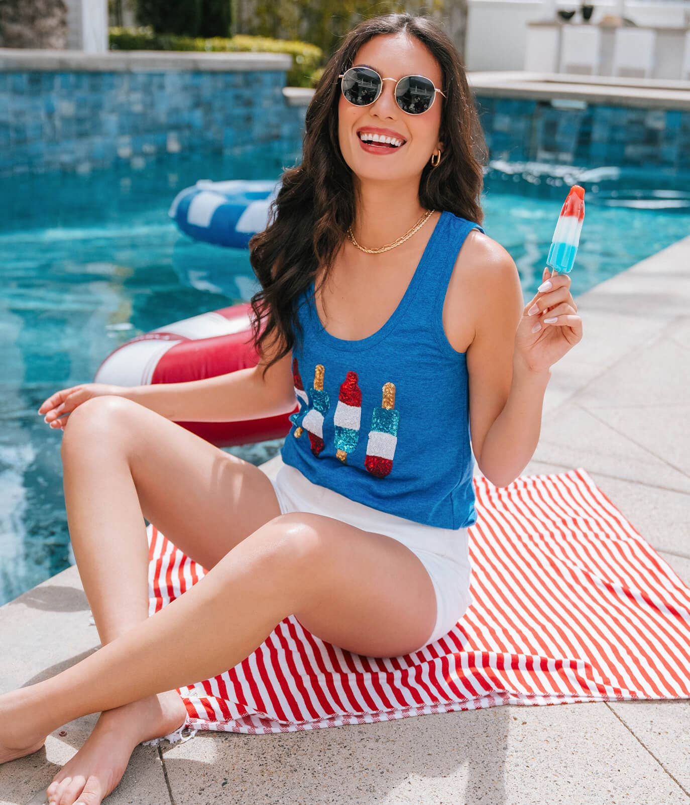 Grand Finale Sequin Tank Top - Women's USA Popsicle Tee