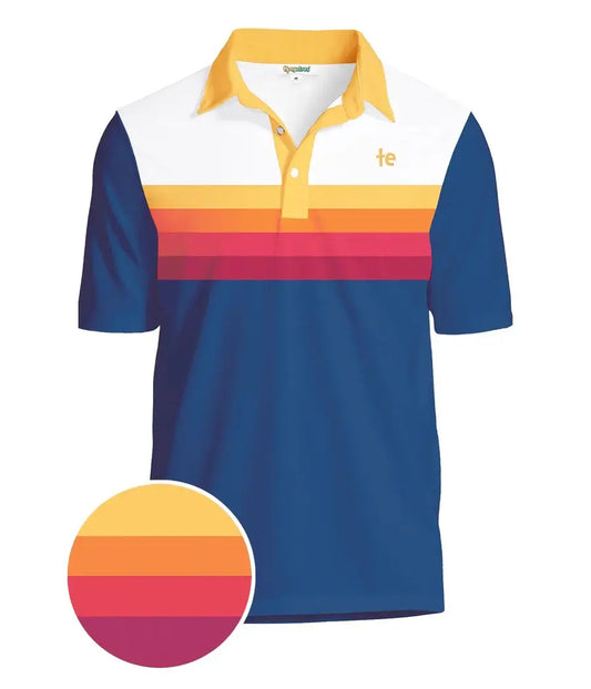 Slice of Sunset Golf Polo Shirt - Men's Striped Golf Apparel