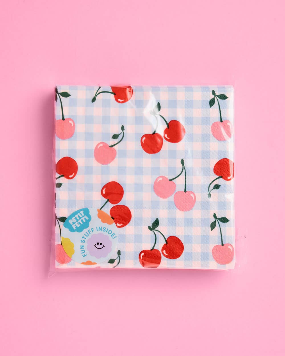 Cherry Napkins - 25 paper napkins, Gingham, Picnic, Party Birthday