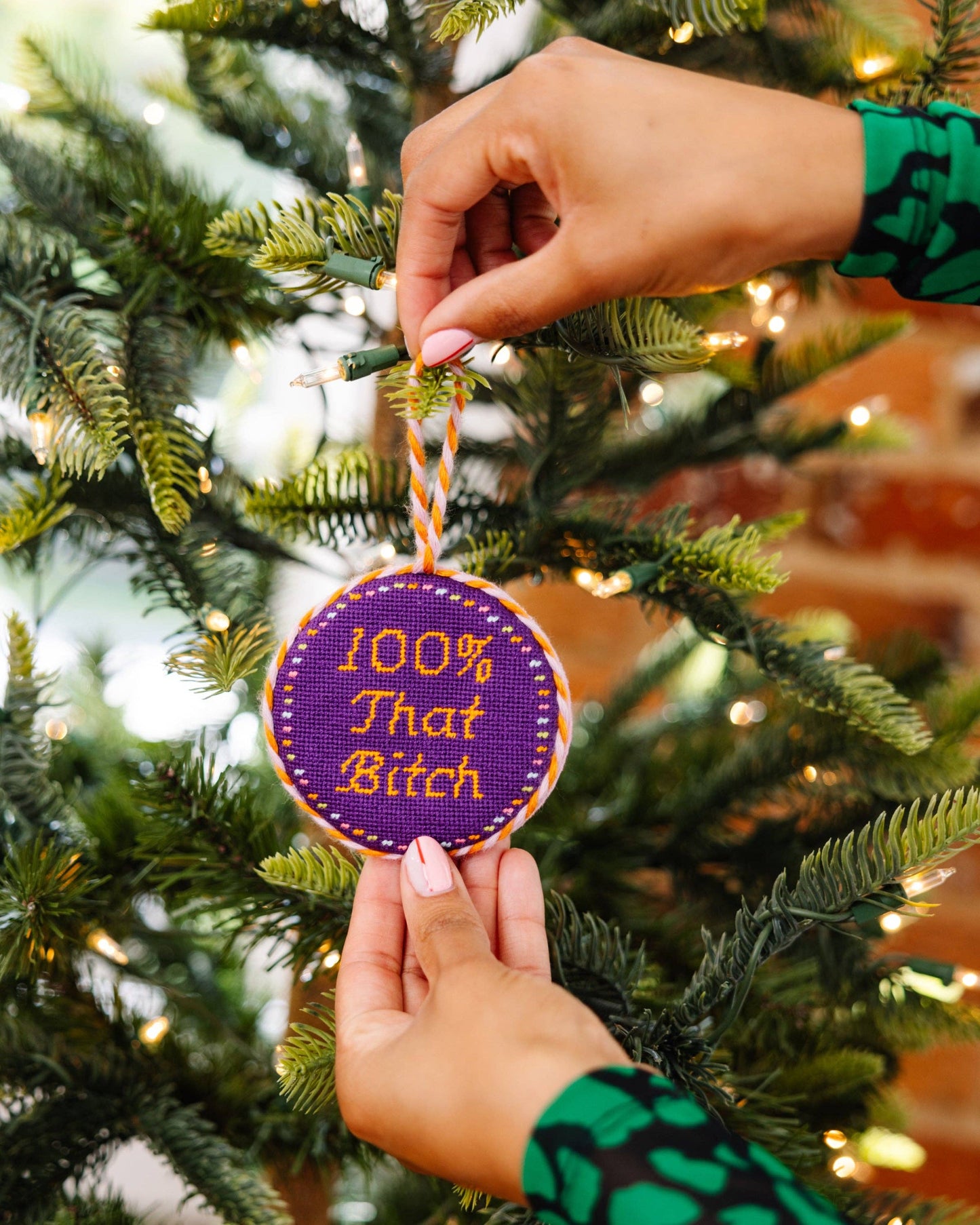 Needlepoint Ornament - 100% That Bitch