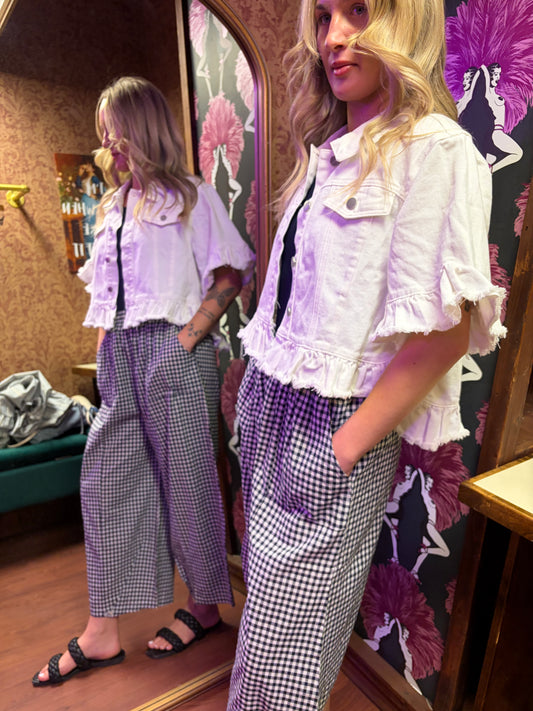 Gingham Barrel Pant