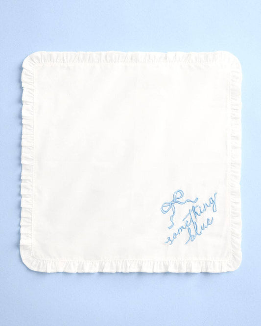 Something Blue Hanky - embroidered handkerchief, Bride Wedding Gift