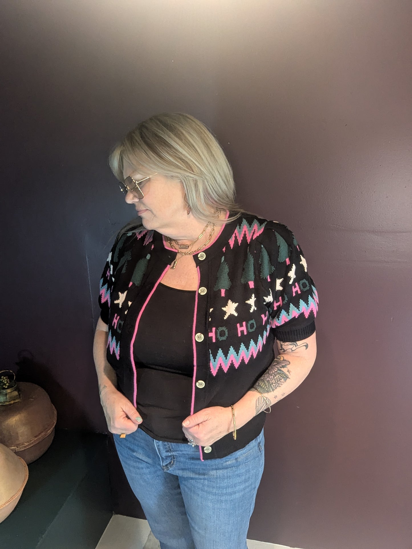 Festive Puff Sleeve Cardi