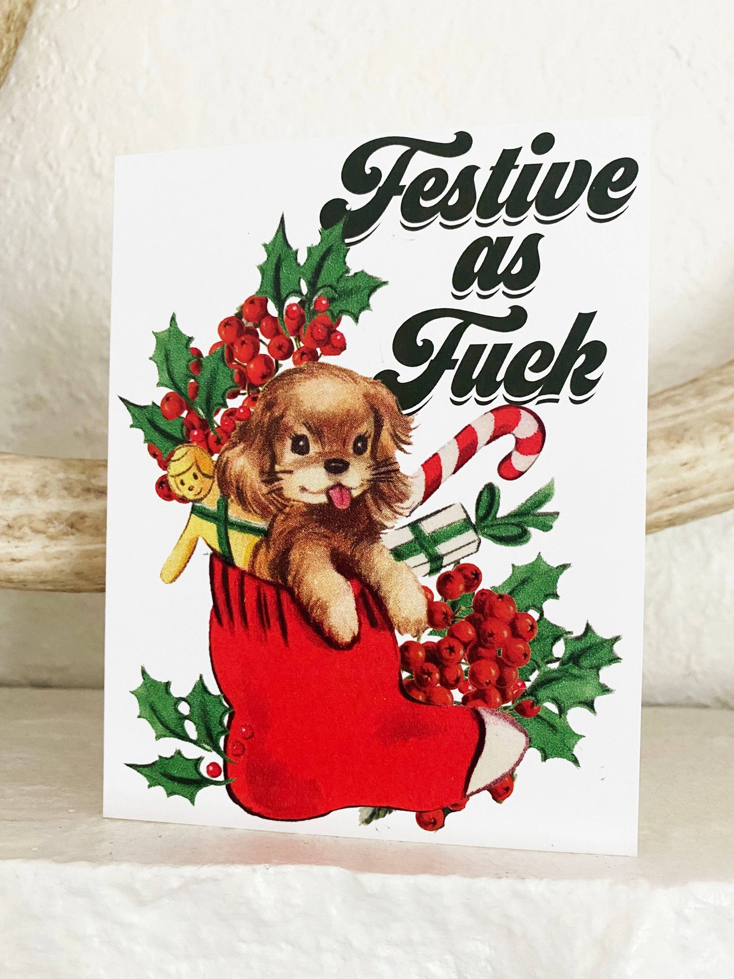 Festive as Fuck Funny Christmas Holiday Card