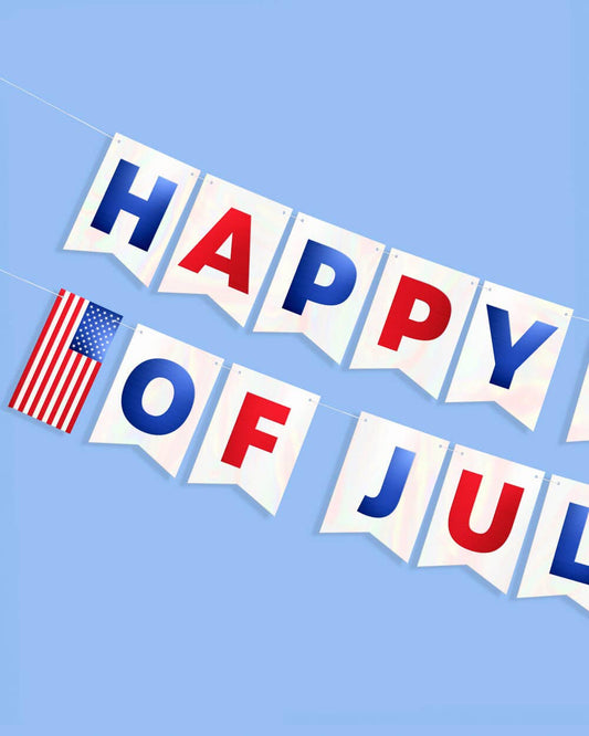 Stars & Stripes Patriotic Banner - white foil 5 ft banner