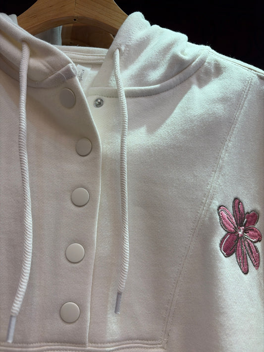 Floral Embroidery Snap Front Sweatshirt