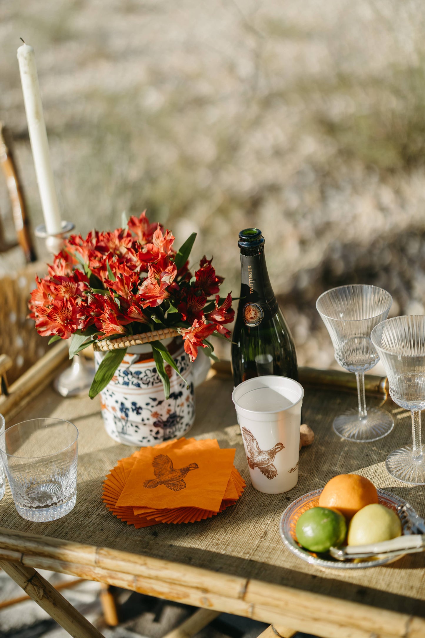 Pheasant Strut Orange Beverage Napkins