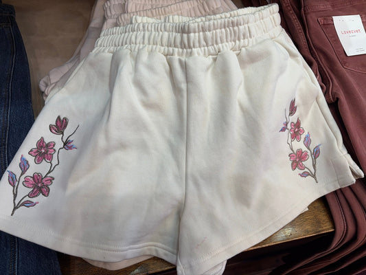 Floral Embroidery Shorts