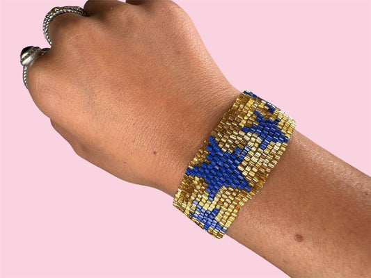 BLUE AND GOLD GAME DAY ADULT BRACELET