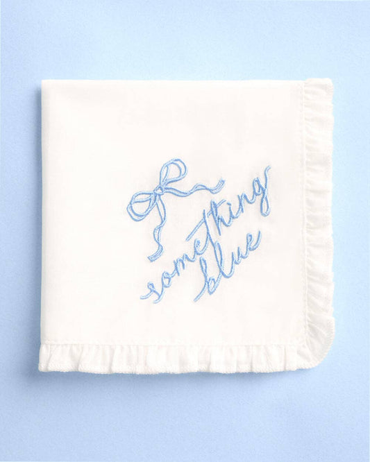 Something Blue Hanky - embroidered handkerchief, Bride Wedding Gift