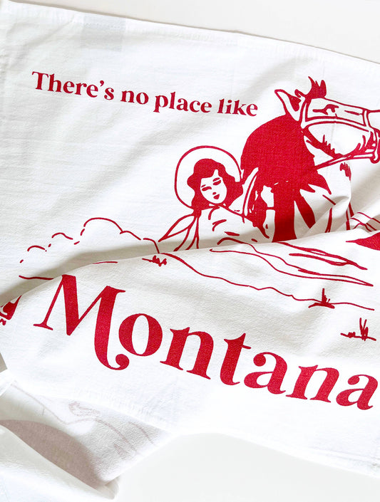 No Place Like Montana Cowgirl Kitchen Towel - Cute Souvenir