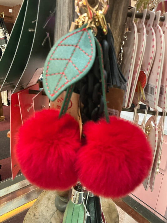 Rabbit Fur Cherries Bag Charm