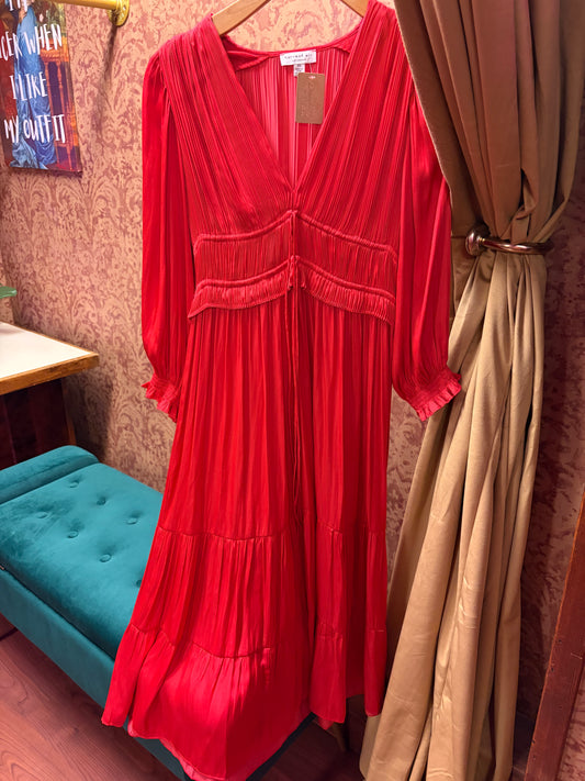Red LS Maxi Dress
