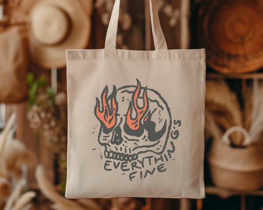 Everything Is fine Skeleton Tote Bag