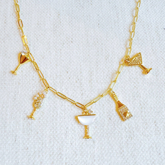 Cheers To Happiness Multi Charm Necklace