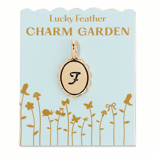 Charm Garden - Scalloped Initial Charm - Gold - F