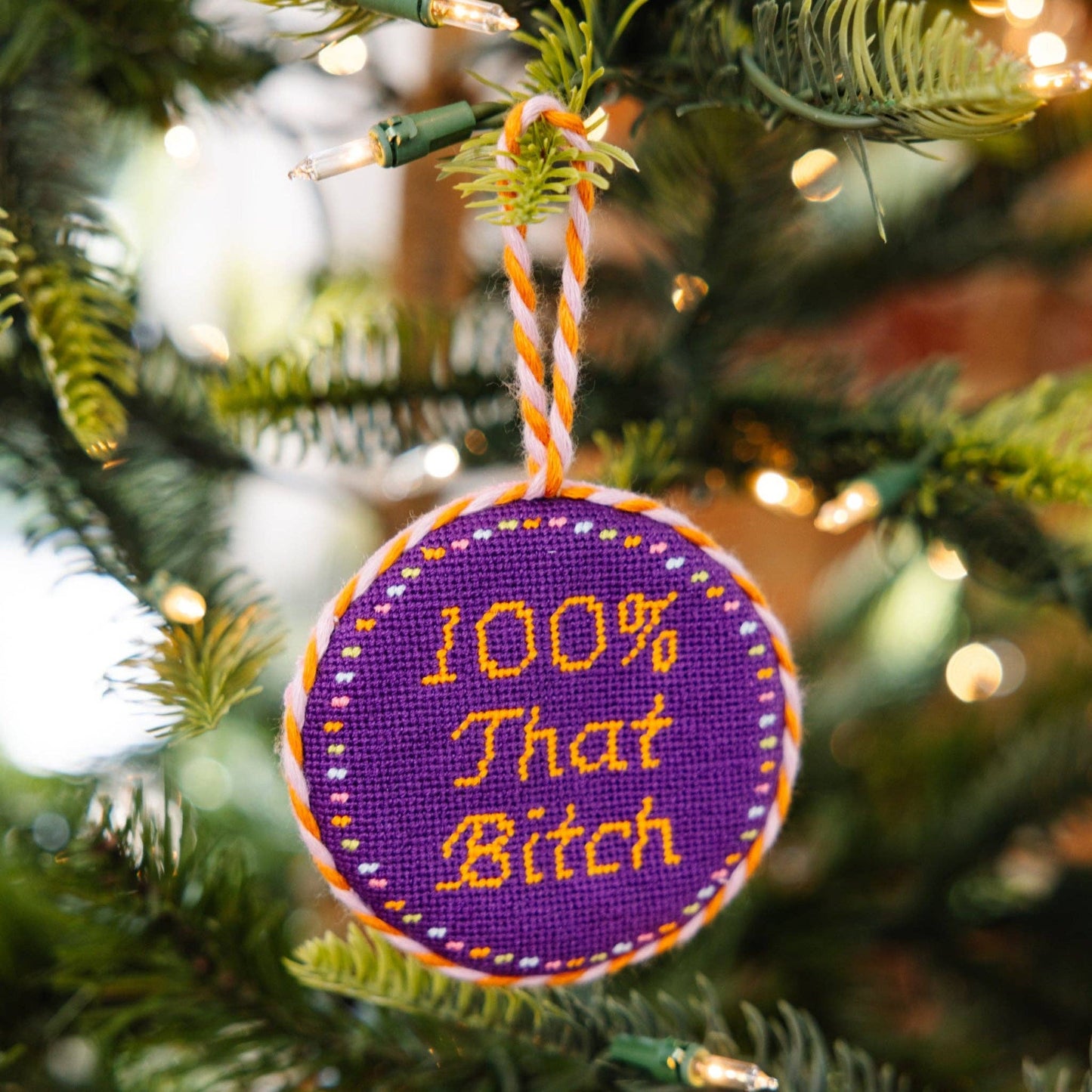 Needlepoint Ornament - 100% That Bitch