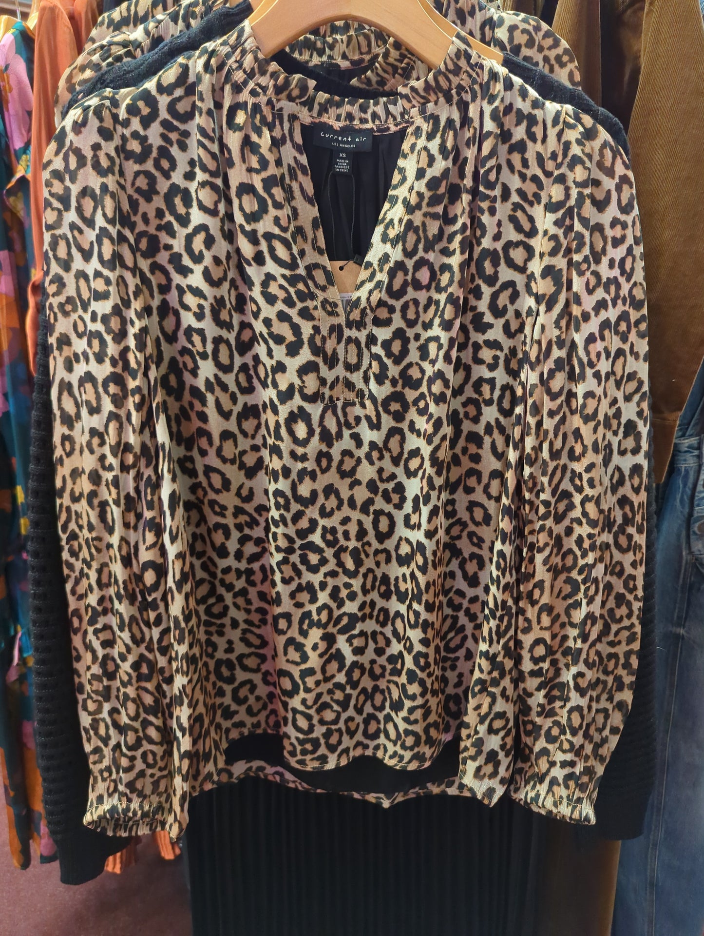 Black Gold Leopard Blouse