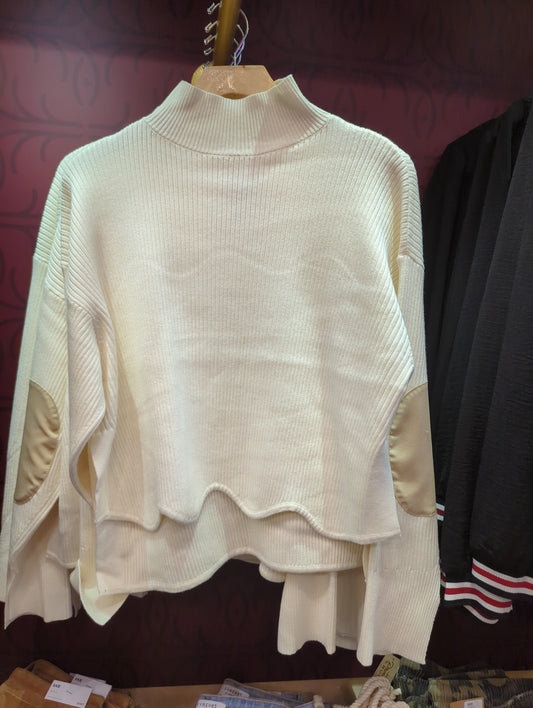 Ivory Turtleneck w/ Elbow Patches