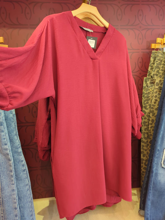 Aria 3/4 Sleeve Dress Burgundy