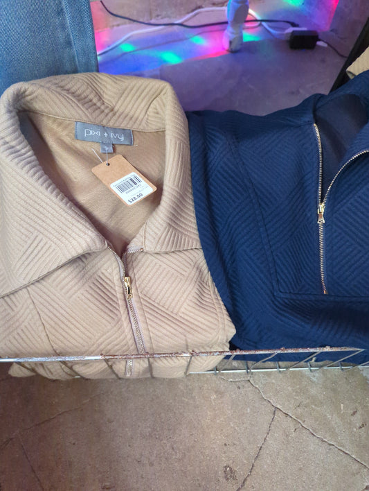 Textured Half Zip Top